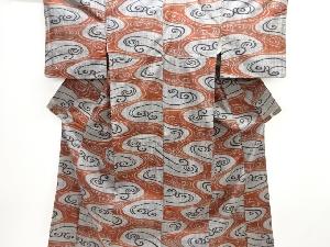 流水模様織り出し手織り紬着物